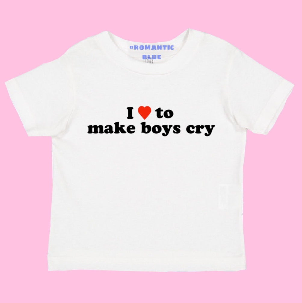 I Love To Make Boys Cry Tee- White – romanticblue