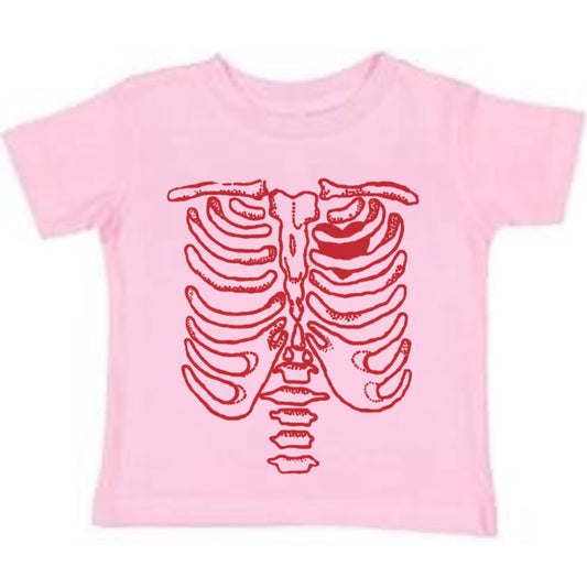 Skeleton Rib Tee - Pink