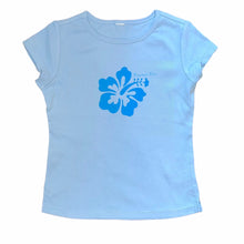 Load image into Gallery viewer, Hibiscus Cap Sleeve Tee - Double Blue
