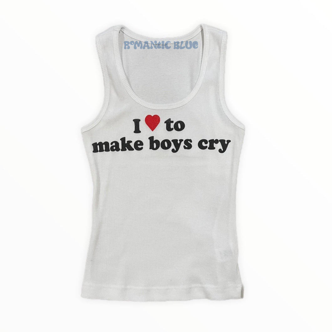 I Love To Make Boys Cry Tank - White