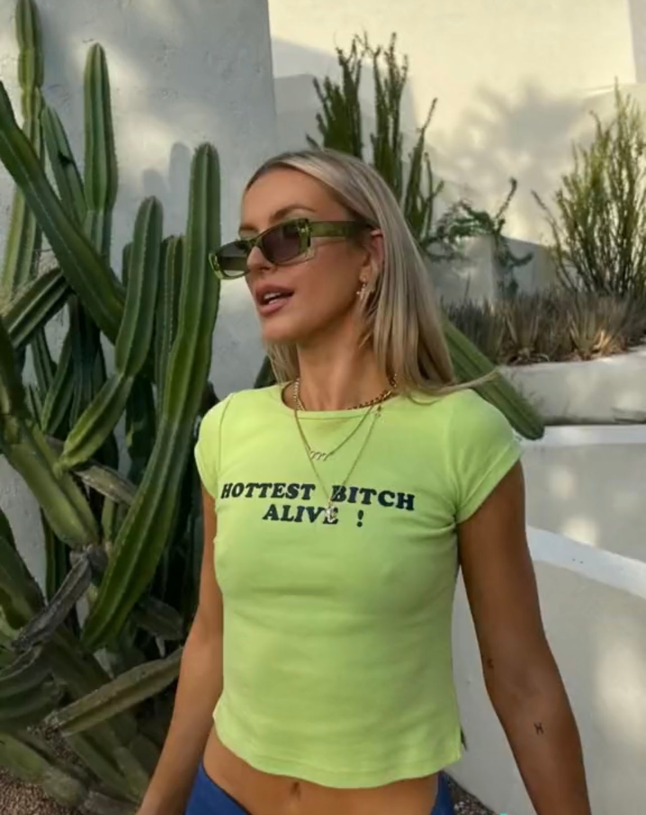 Hottest Bitch Alive Cap Sleeve - Lime